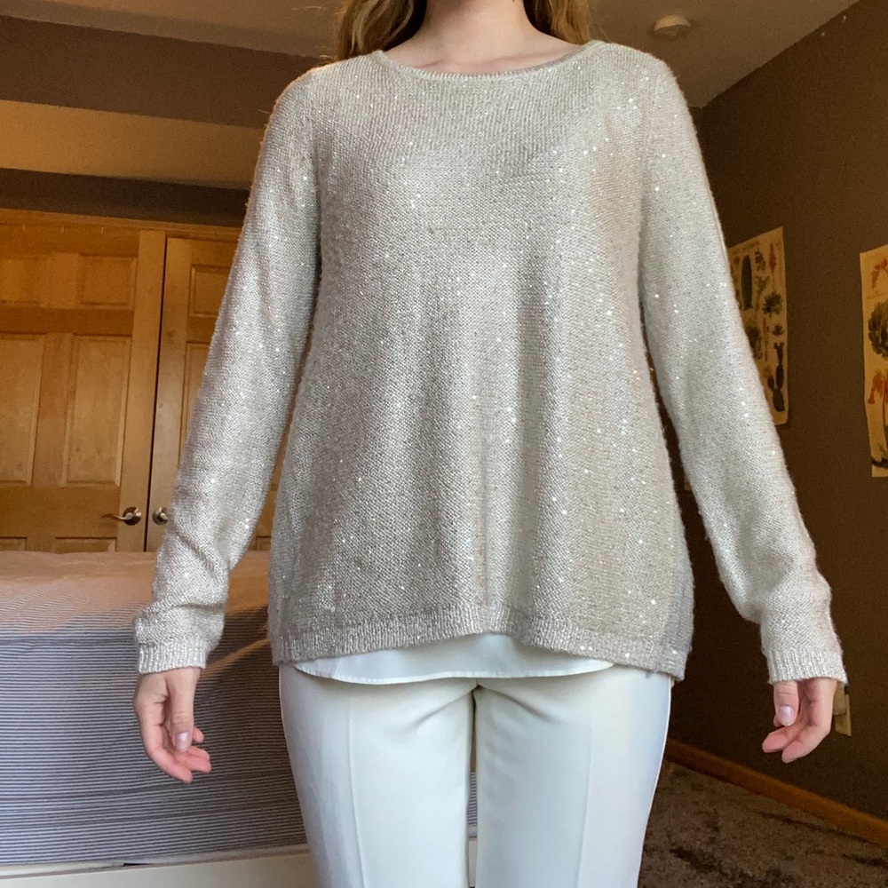WHBM Sparkly Gold Sweatery Top